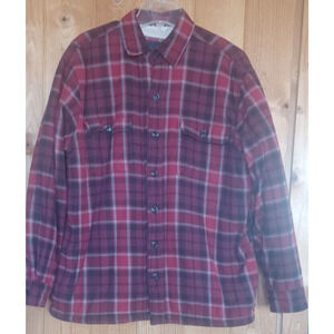 FALLS CREEK Button Flannel Shacket Red, Black and Gray Mens Large Warm and Cozy